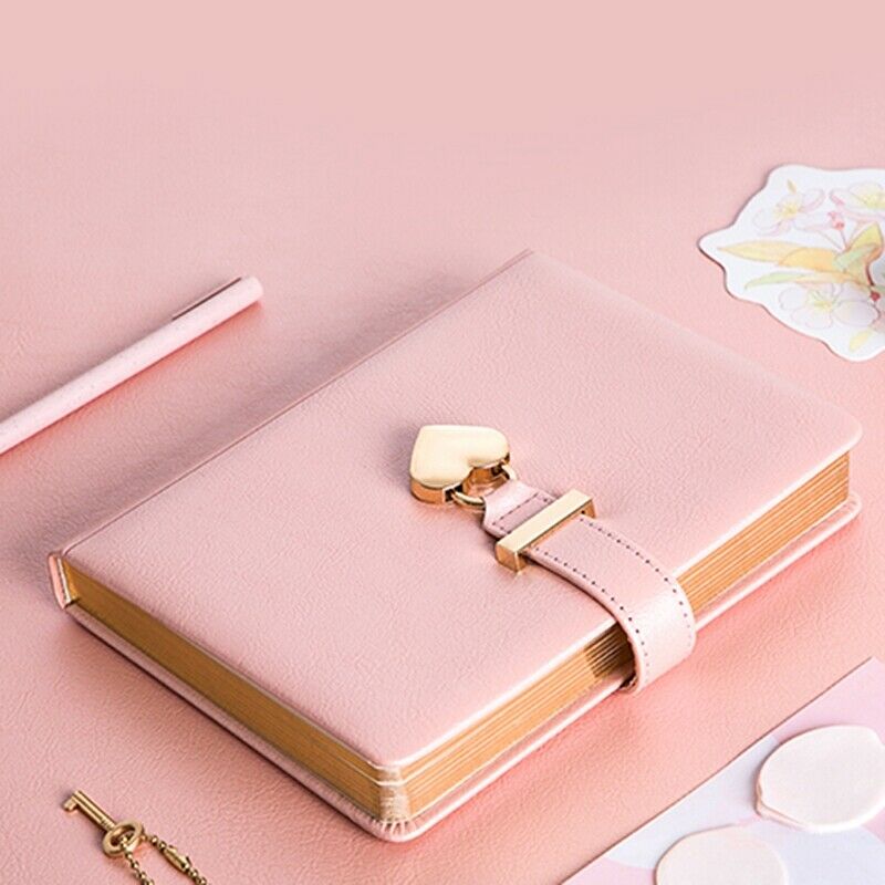 Heart Shaped Combination Lock Diary with Key Personal Organizers Secret ebook T7