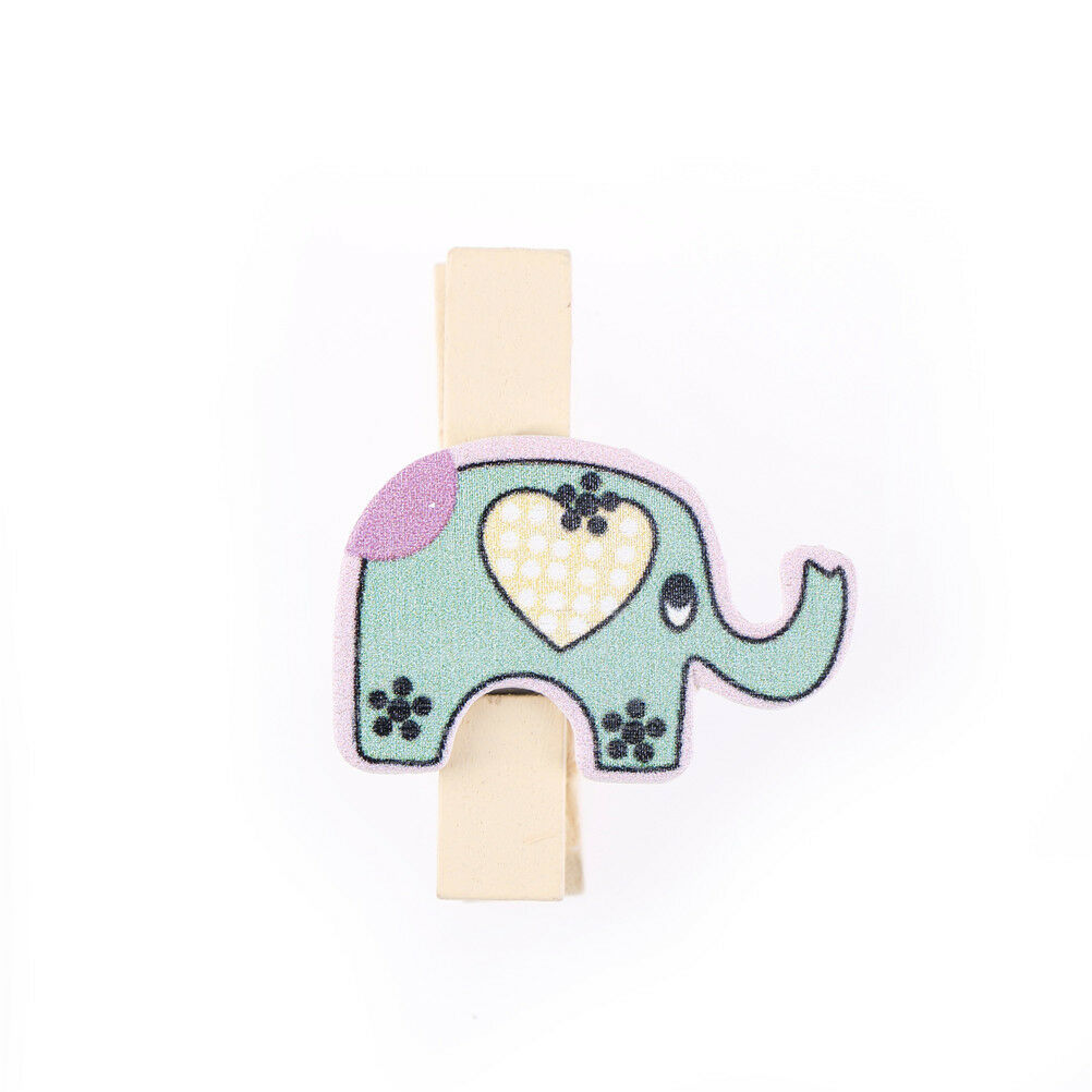 8x Mixed Colorful Elephant Wood Clips Photo Paper Pegs Clothespin Craft D.l8