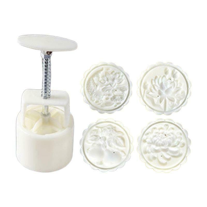 75g 4pc Flower Stamp Moon Cake Mould DIY Decoration Plastic Mooncake Press Molds