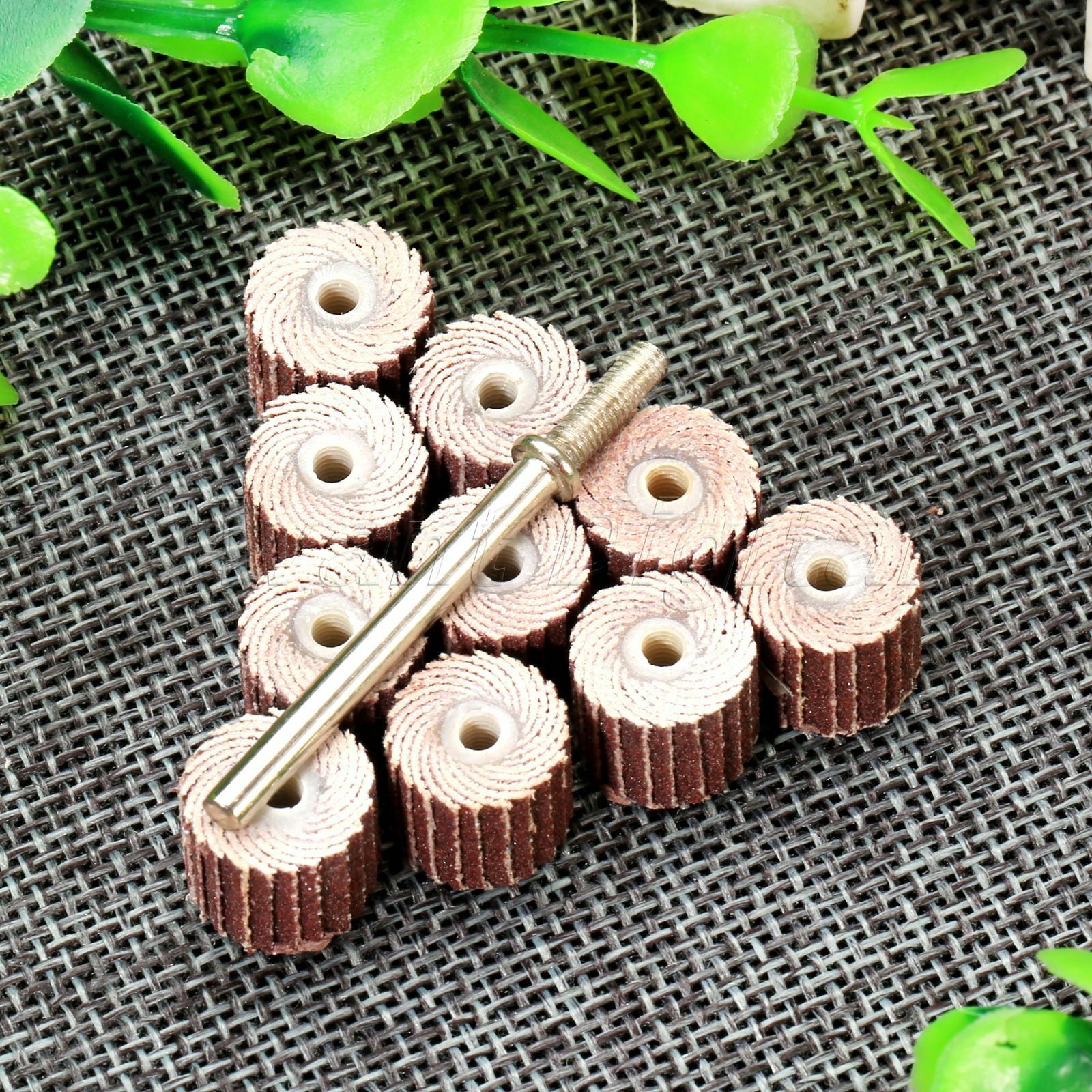 10X Sandpaper Flap Wheel Head Disc 1/8" Shank Rod Polishing 240 Grit Rotary Tool