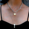 Double Layer Key Pad Lock Long Chain Pendant Choker Necklace Women Punk Jewe Re