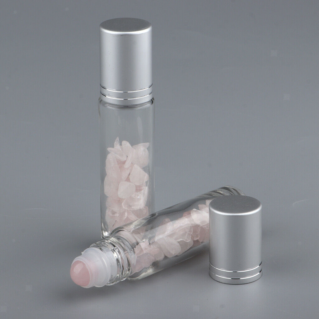 4 Pieces 10ml Empty Glass Oils Perfume Aromatherapy Roll-on Bottles Pink+Purple