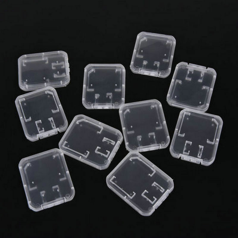 10PCS Transparent Standard SD SDHC Memory Card Holder Case Storage Plastic Box