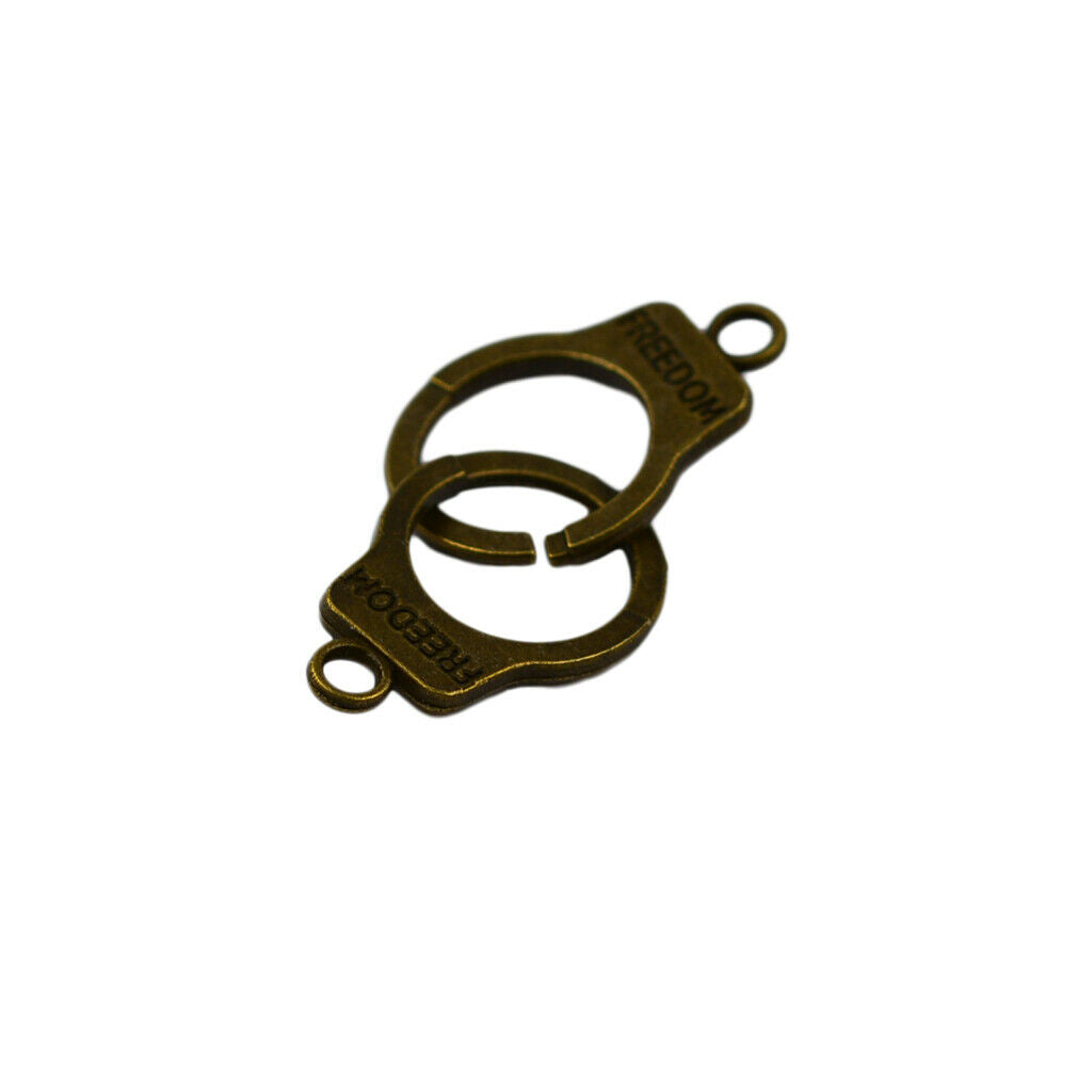 12x Bronze Punk  Handcuff Keyring Clasp Keychain Freedom Charm Pendants