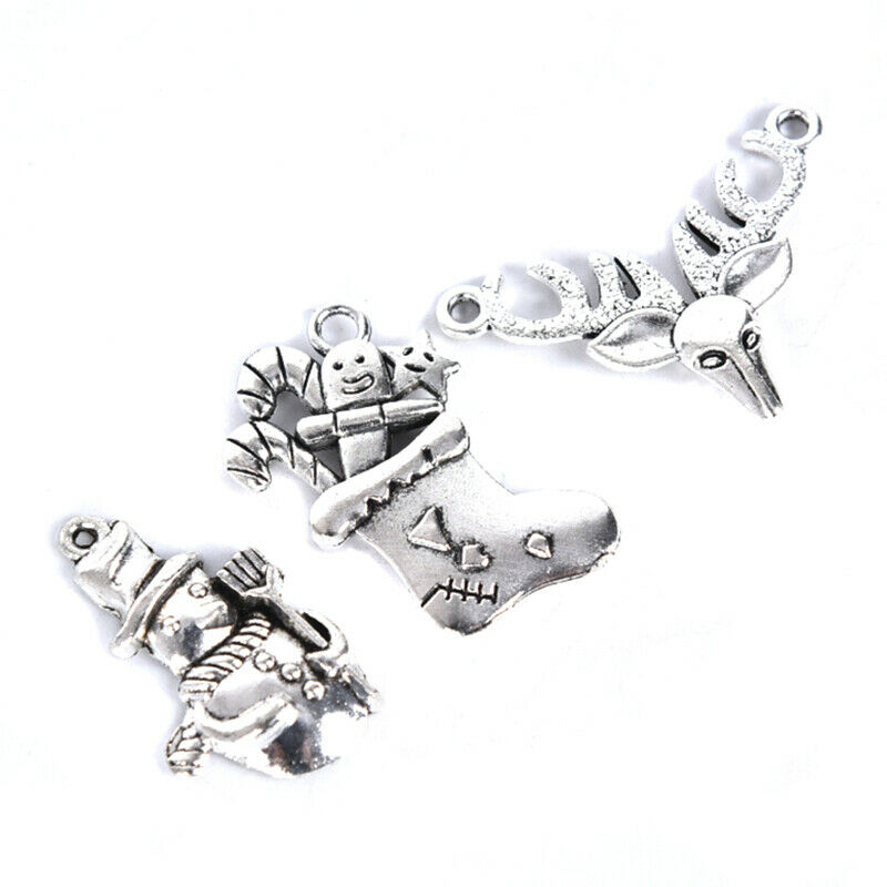50x/lot Tibetan Sliver Mini Mixed Christmas Charms Pendant DIY Jewelry Ma.l8