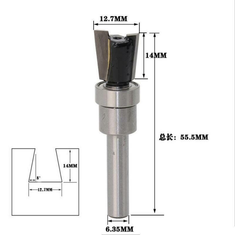 1/4'' Shank Dovetail Joint Router Bit with Bearing Woodworking Cutter Tool