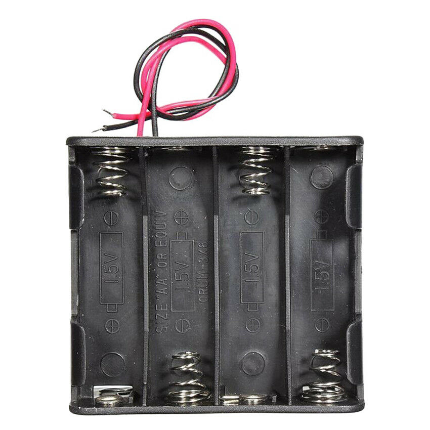 2Pc Black Plastic Battery Holder Case w Wire for 8 x AA 12V Batteries with Leads