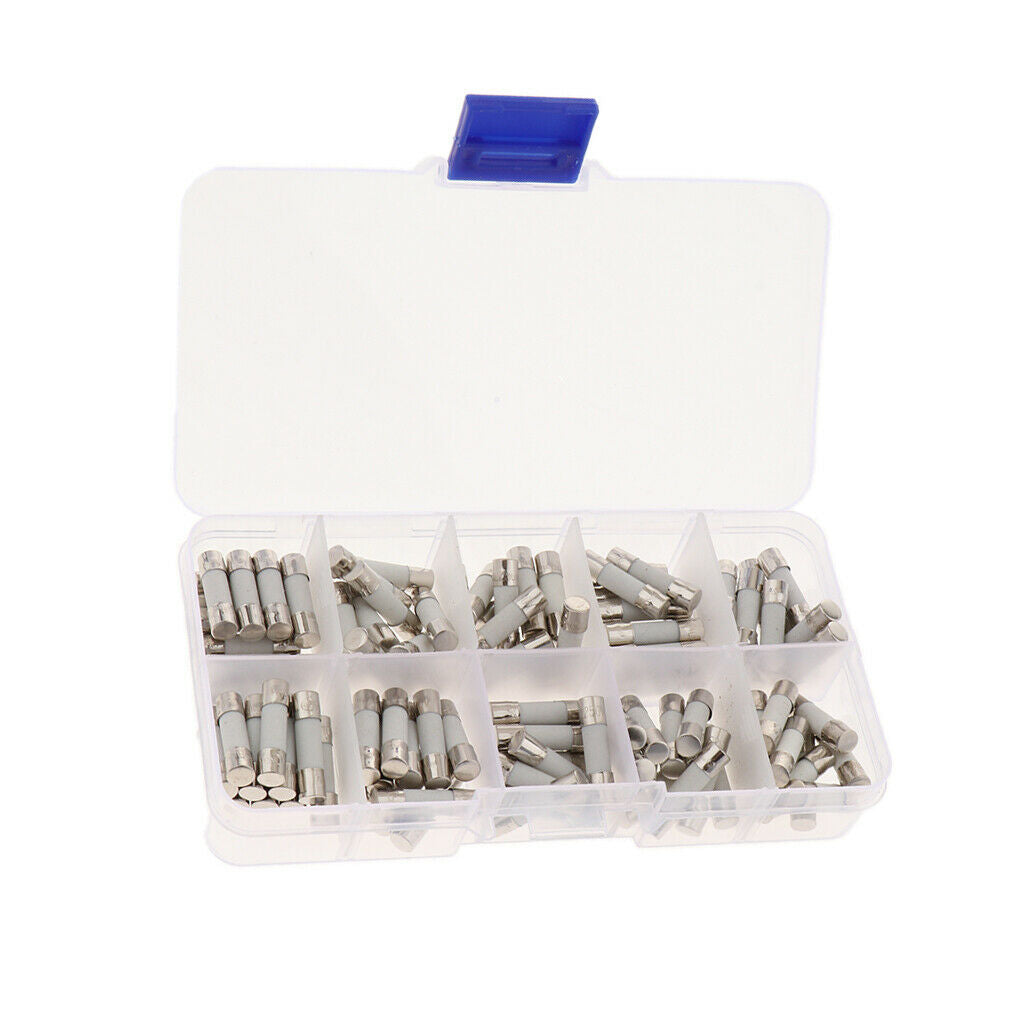 100 Pcs (5x20mm) 250V Fast Blow Glass Tube Fuse Kit 0.5A - 30A Fast-blow Kit