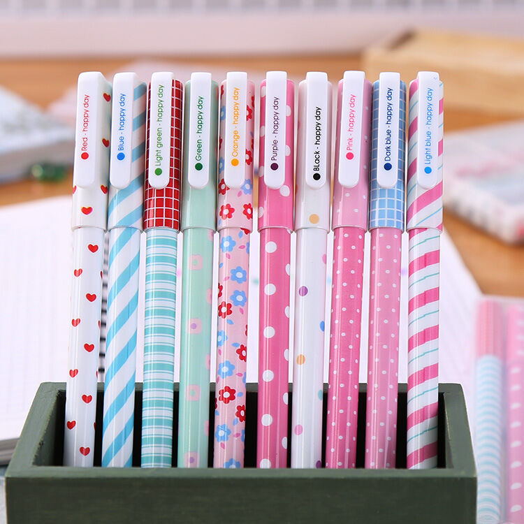 10 Colours/Set 0.38mm Gel Pen Cute Pens Student Office Accessories