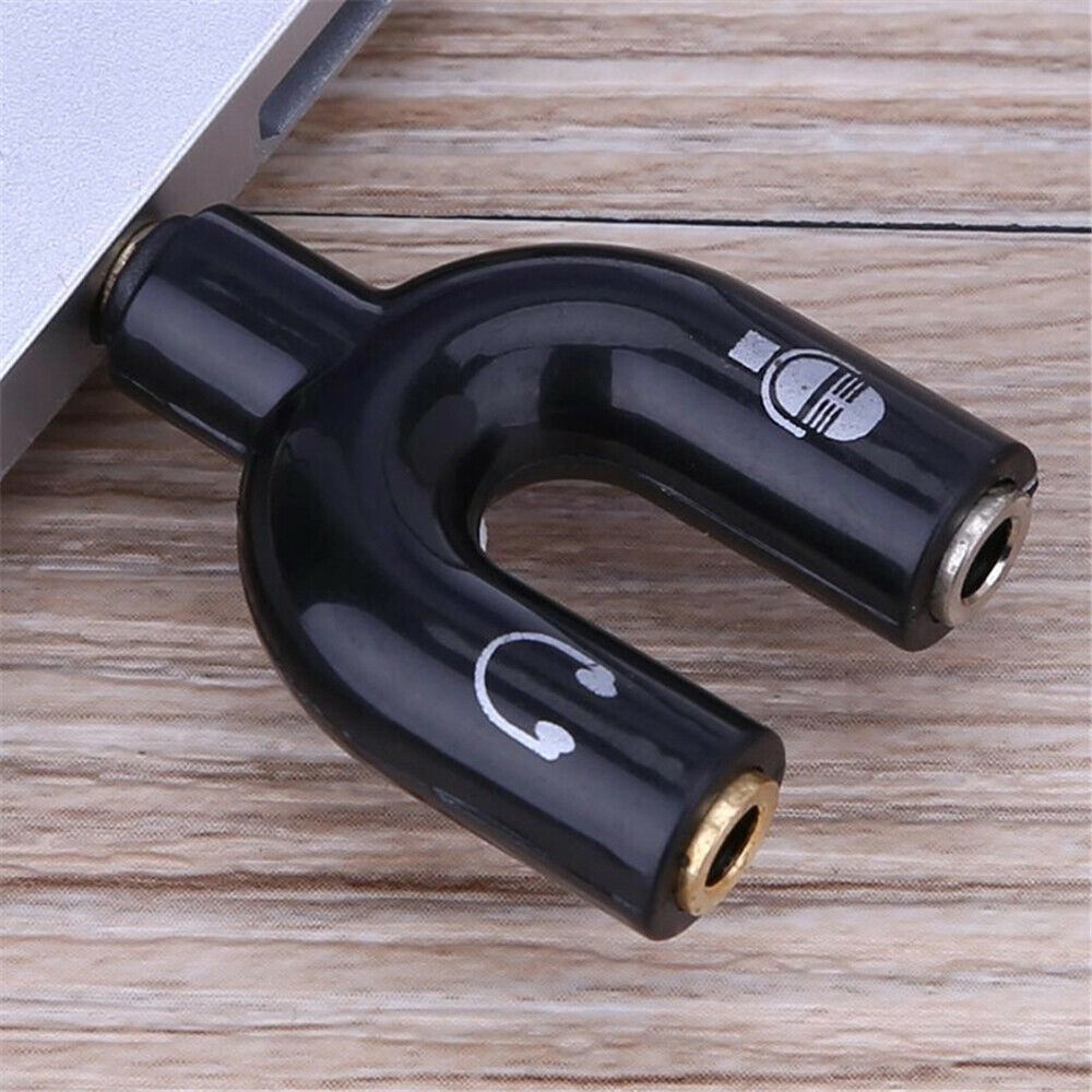 3.5mm 2 U-Shaped Audio Adapter For Stereo Headsets Microphone Audio Converter