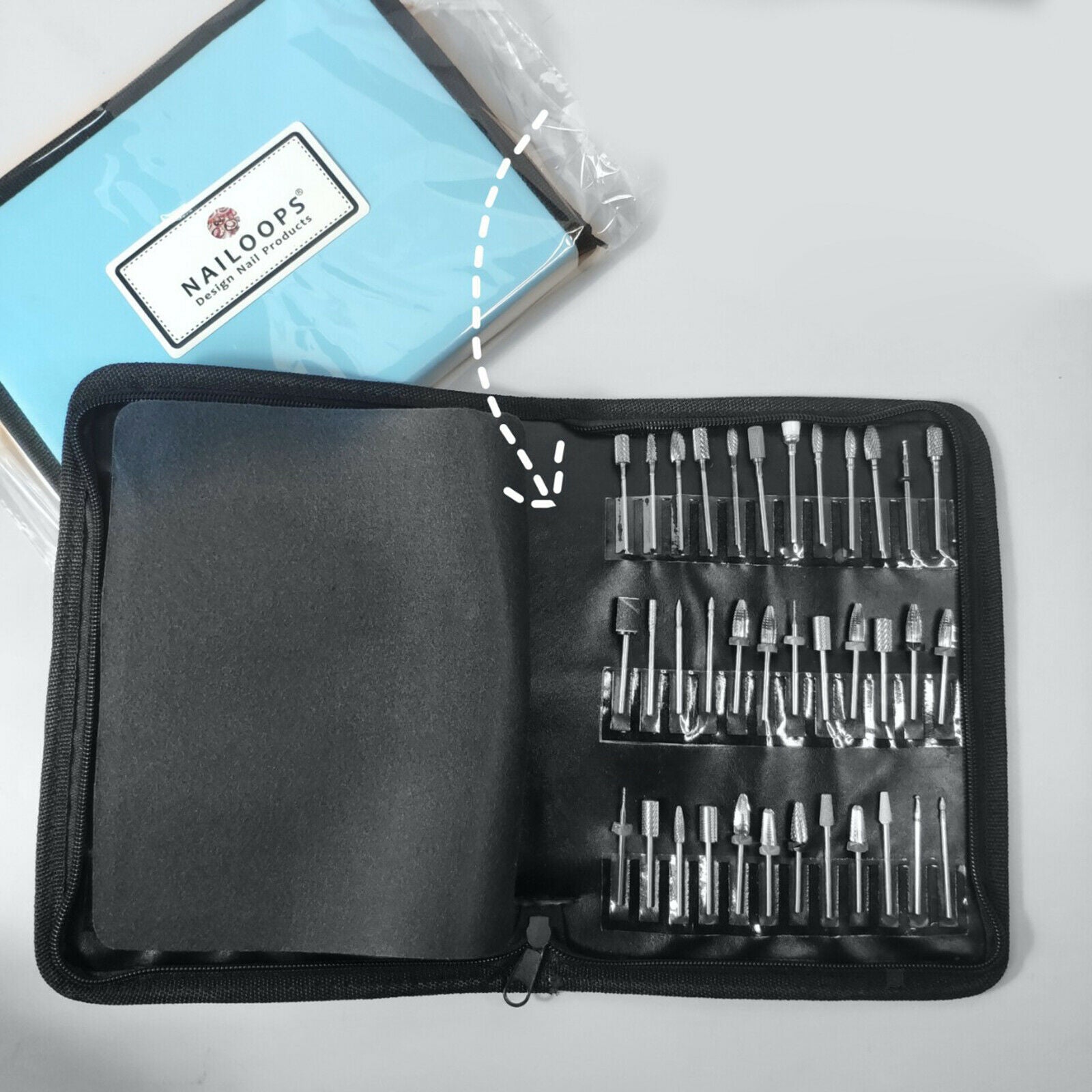 Professional Nail Art Polishing 72 Slots Nail Drill Bits Holder Storage Case
