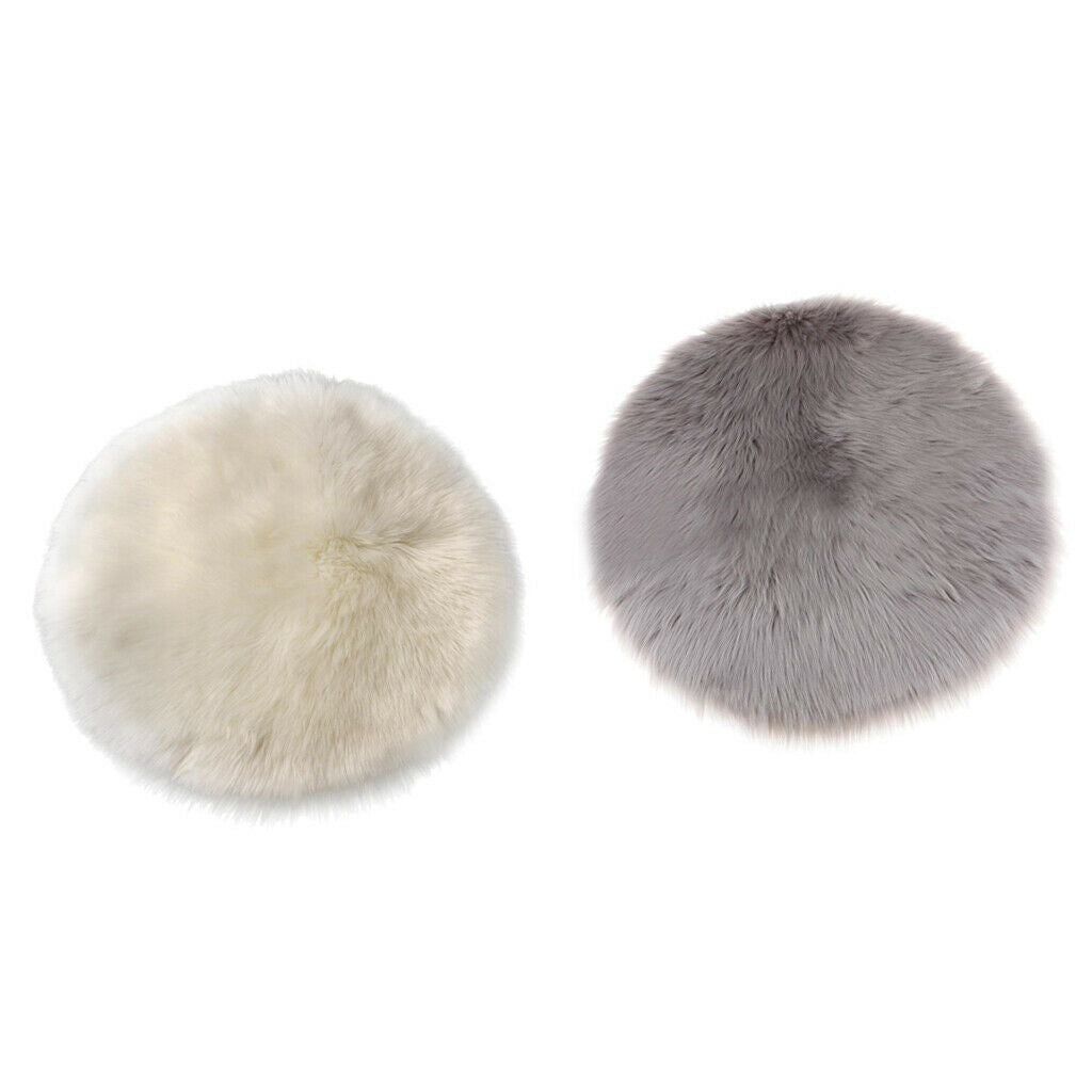 2 Pieces Soft Round Fluffy Rug, Small Area Rugs Faux Wool Carpet Mat For Kids