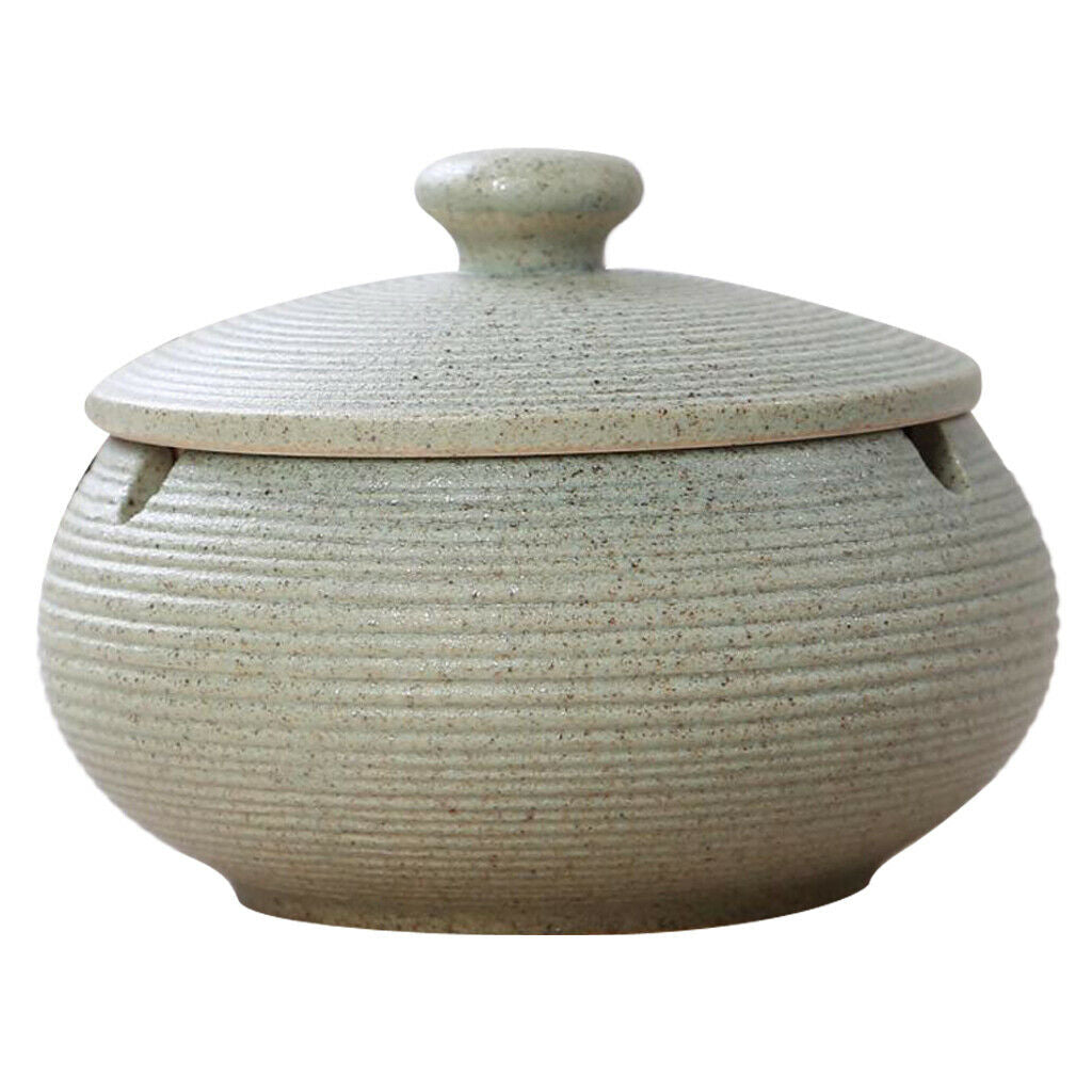 Set of 2 Ceramic Ashtray Solid Color Windproof Ash Holder Cigarette Ashtray