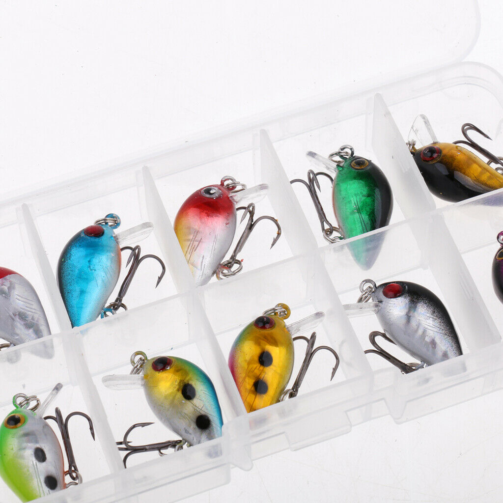 10Pcs/Box Mini Fishing Lures 10 Colors Baits 2.6cm Vibration Minnow Baits