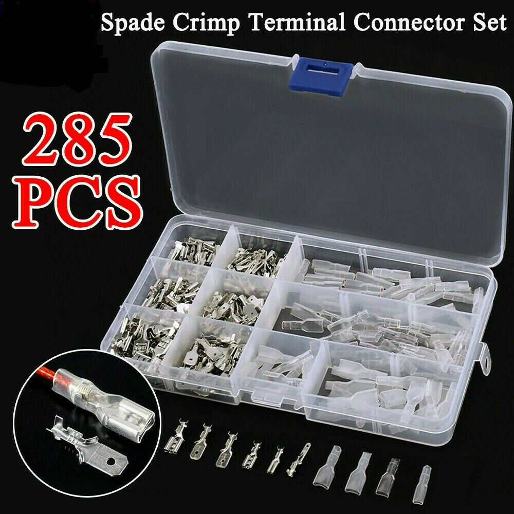 285x Crimp Terminals Spade Connectors Male Female Wire Insulated 2.8/4.8/6.3 Kit