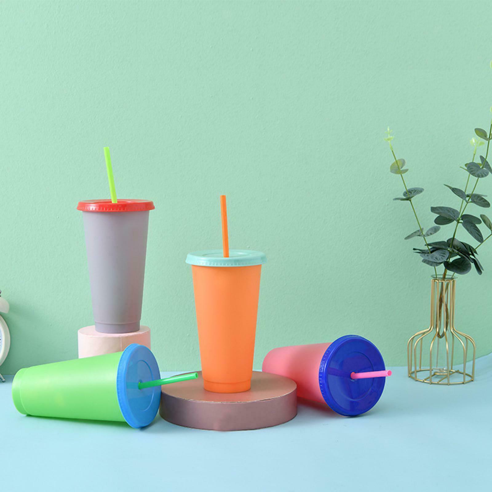 5x Color Changing Cup With Straw Lid Cold Drink Cup Water Tumblers Mix Color