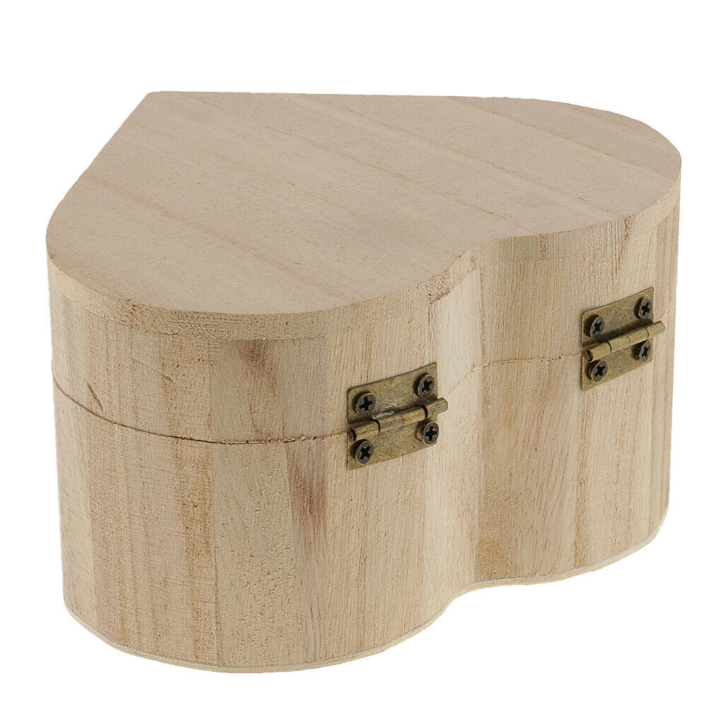 Heart Shape Unfinished Wooden Jewelry Gift Box for Kids - DIY Craft Toys