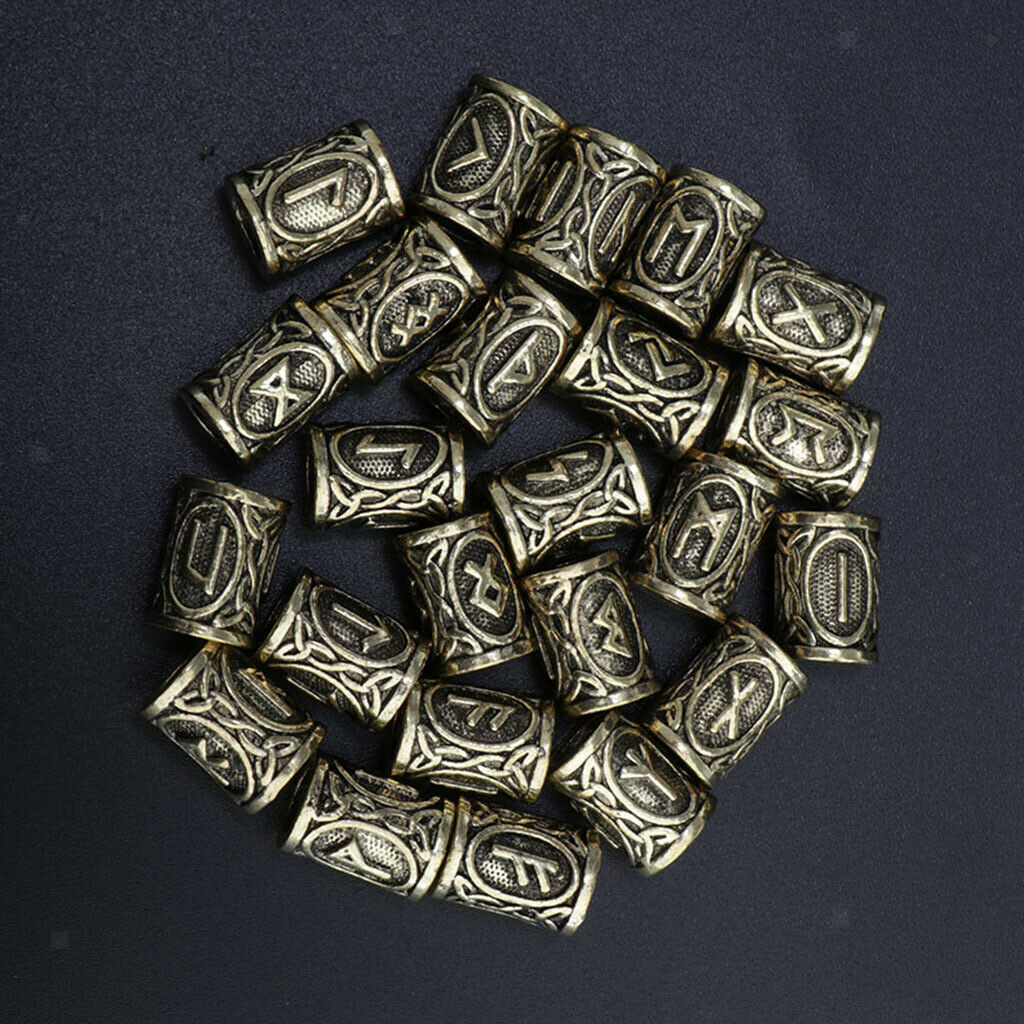 24PCS Norse/Viking Rune Beard Beads Charm Beads - Beards, Hair, Jewellery
