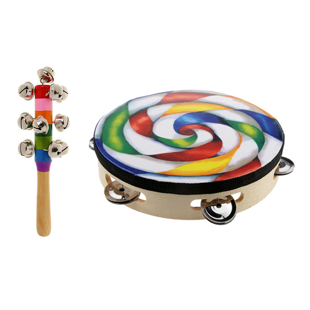 Party Concert Wood Tambourine Handbell Jingles Rhythm Percussion Toys Gift
