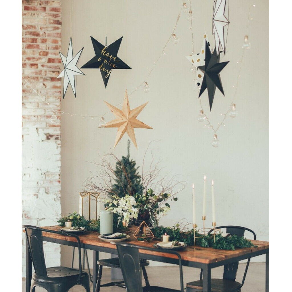 3colors Paper Stars Hanging Christmas Home Party Decoration Wedding Prom Hanging
