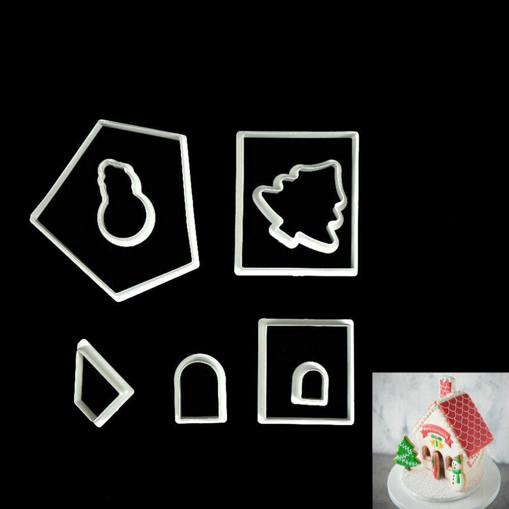 8pcs Christmas House Plastic Fondant Cookie Cutter Mold DIY Cake Decorati.l8