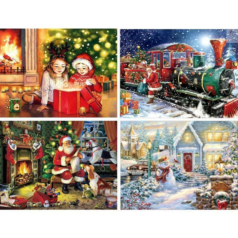 4 Sets Christmas Girl 5D Full Drill Diamond Painting Embroidery Cross Stitch Kit