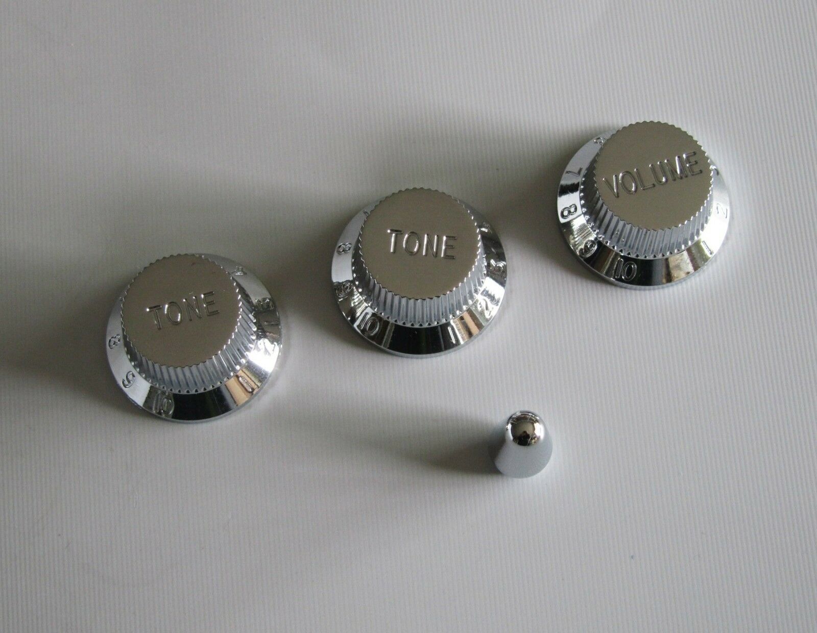 Chrome ST Guitar Volume Tone Knobs Guitar Switch Tip Cap fits Fender Strat
