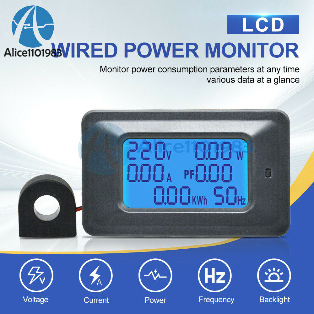 AC110-250V 100A 6 in1 LCD Power Meter Voltmeter Ammeter w/ Current Transformer