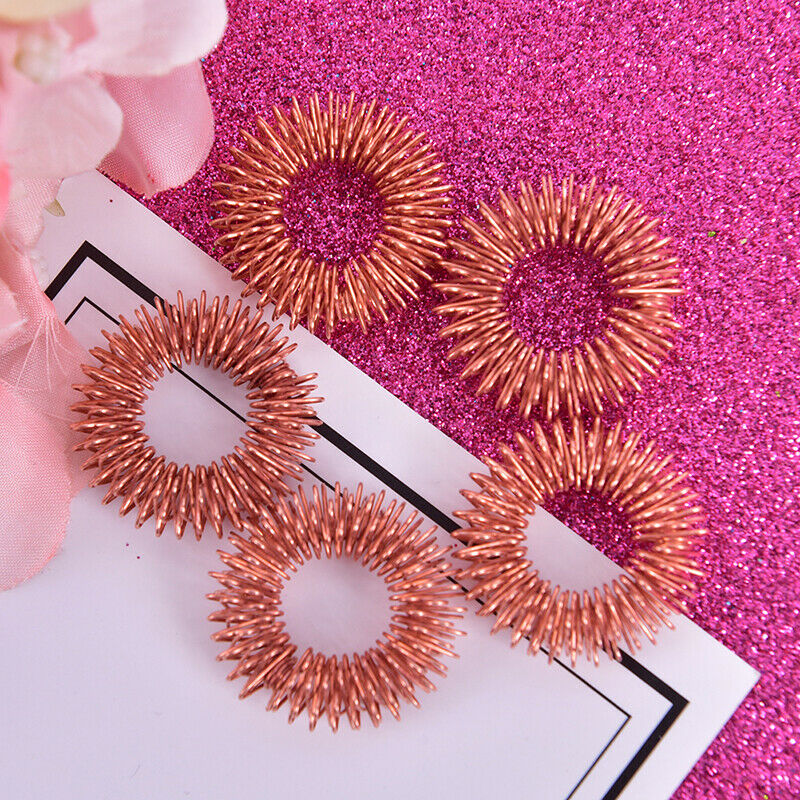5pcs Copper Color Finger Massage Ring Acupuncture Ring Body Relax Hand Ma.l8