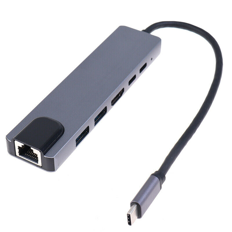 6 in 1 USB Hub Type C to Multi USB 3.0 HDMI 1000Mbps RJ45 Adapter Splitter G TL