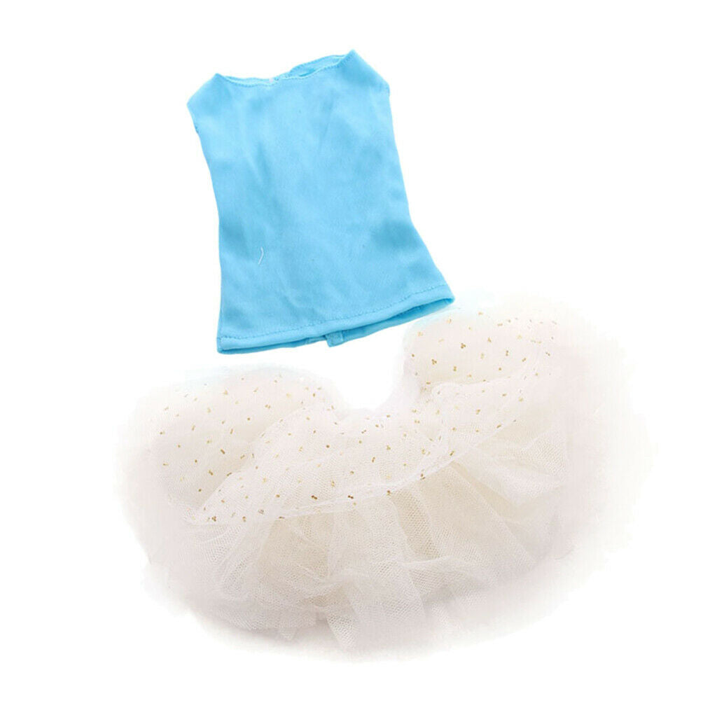 Blue Sleeveless Shirts with White Gauzy Skirt Kit Cute Outfits Clothes for 18