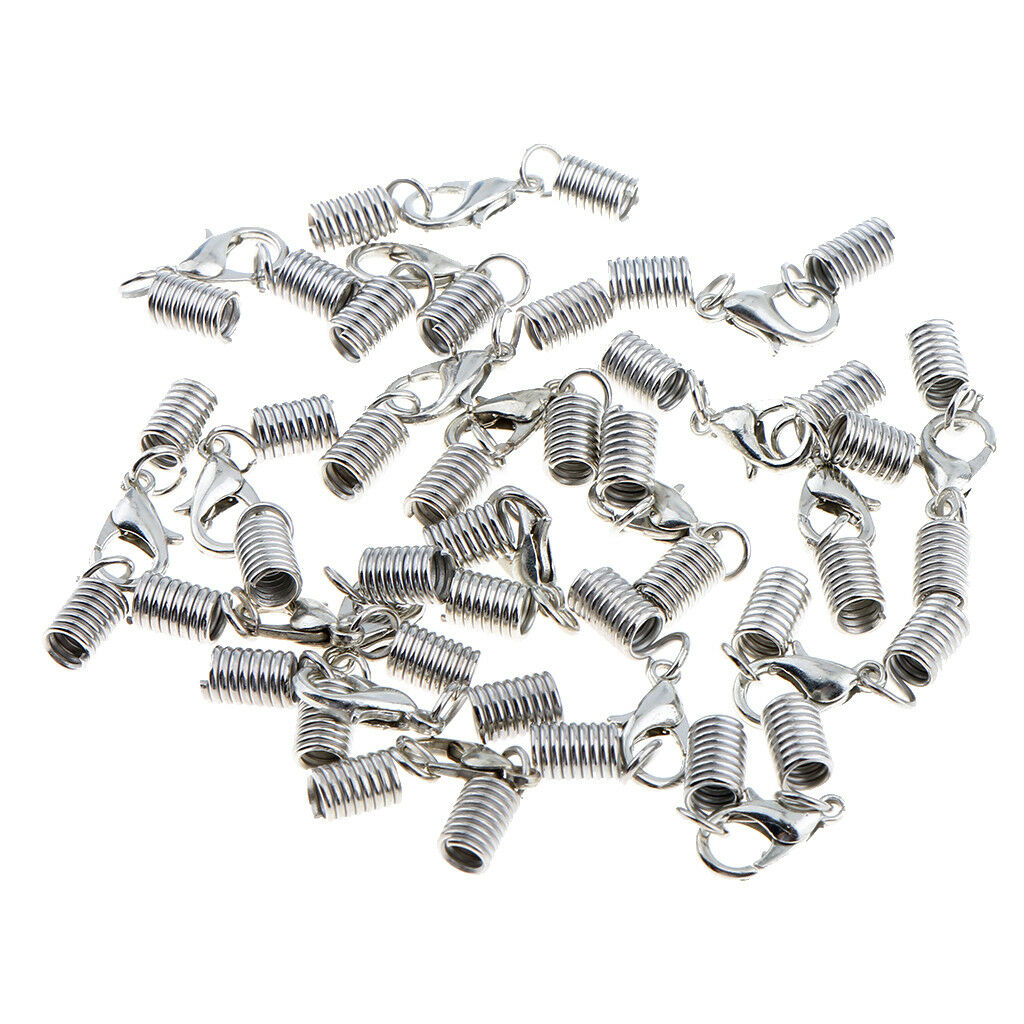 20Pcs Lobster Clasp with Spring Clasp Cord End Crimp Caps Necklace Connector