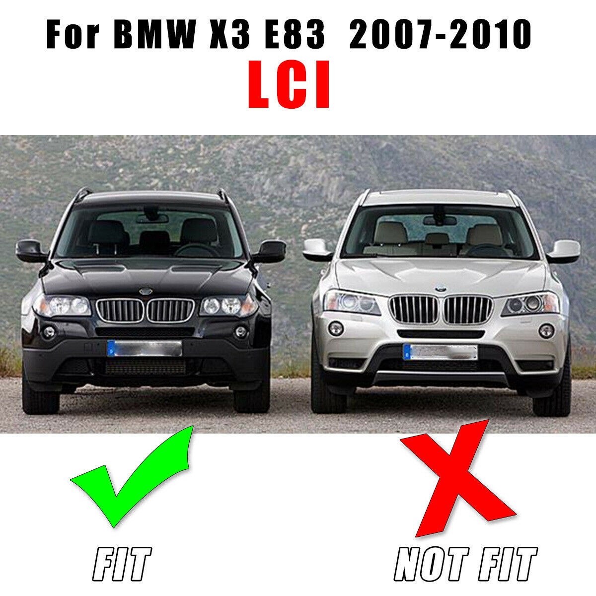1 Pair Front Fog Light Lamp Bezel Cover Trim Grill For BMW X3 E83 LCI 2007-2010
