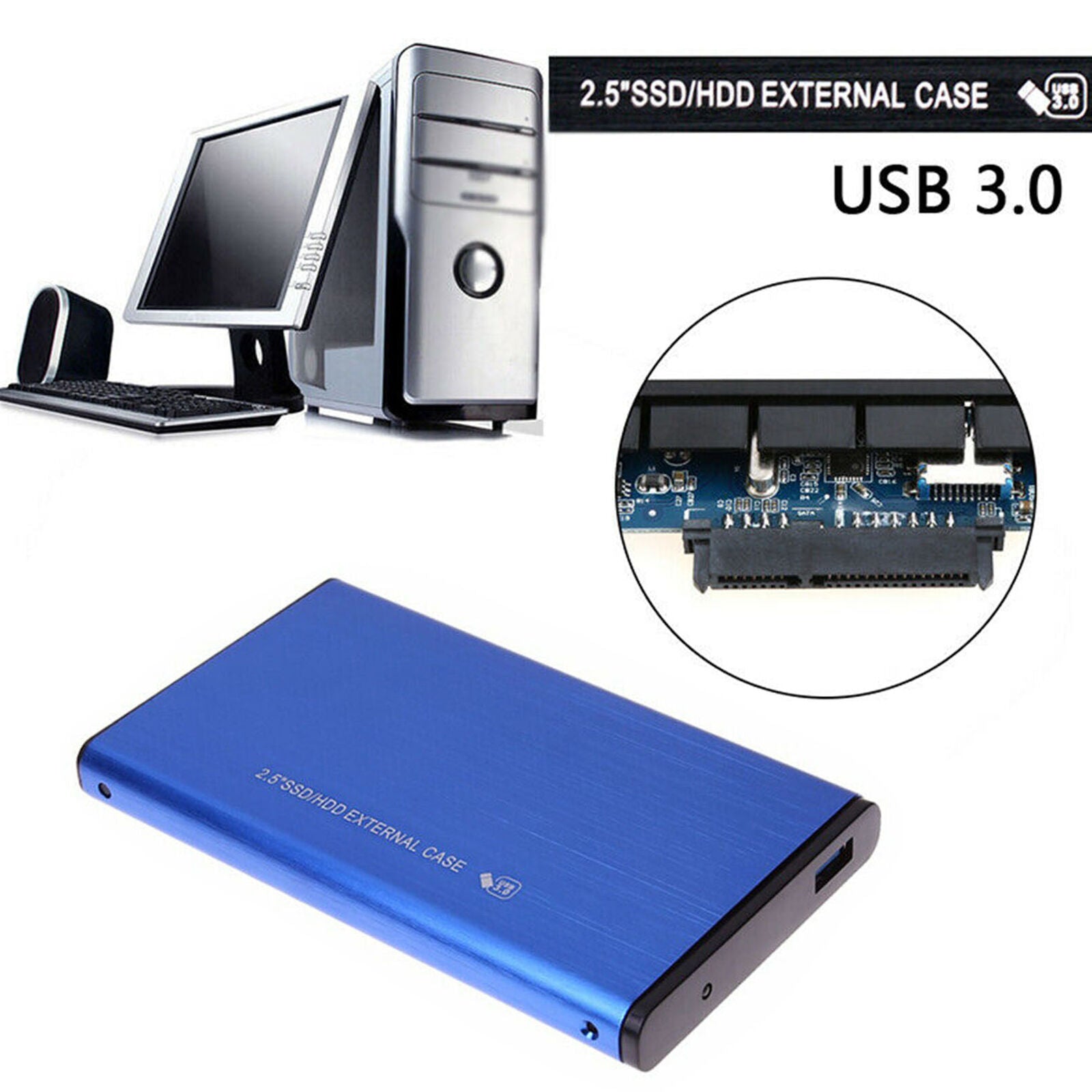 1TB USB 3.0 External Hard Drive Disk HDD 2.5 Fit For PC Laptop Blue Portable