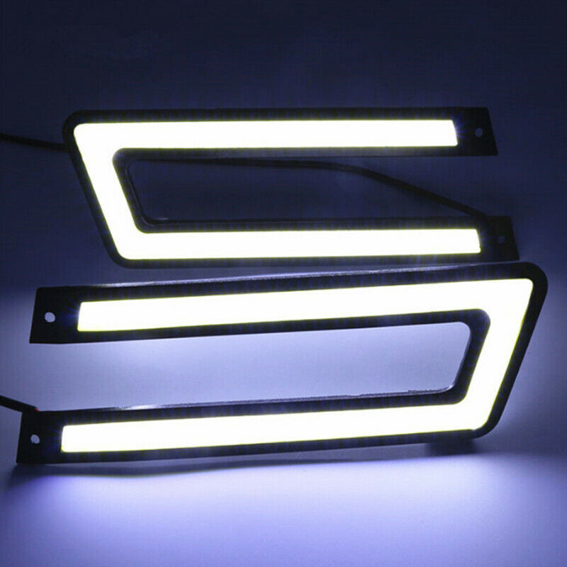 2PCS U-shaped Car LED Daytime Running Waterproof COB High-power Driving Lights