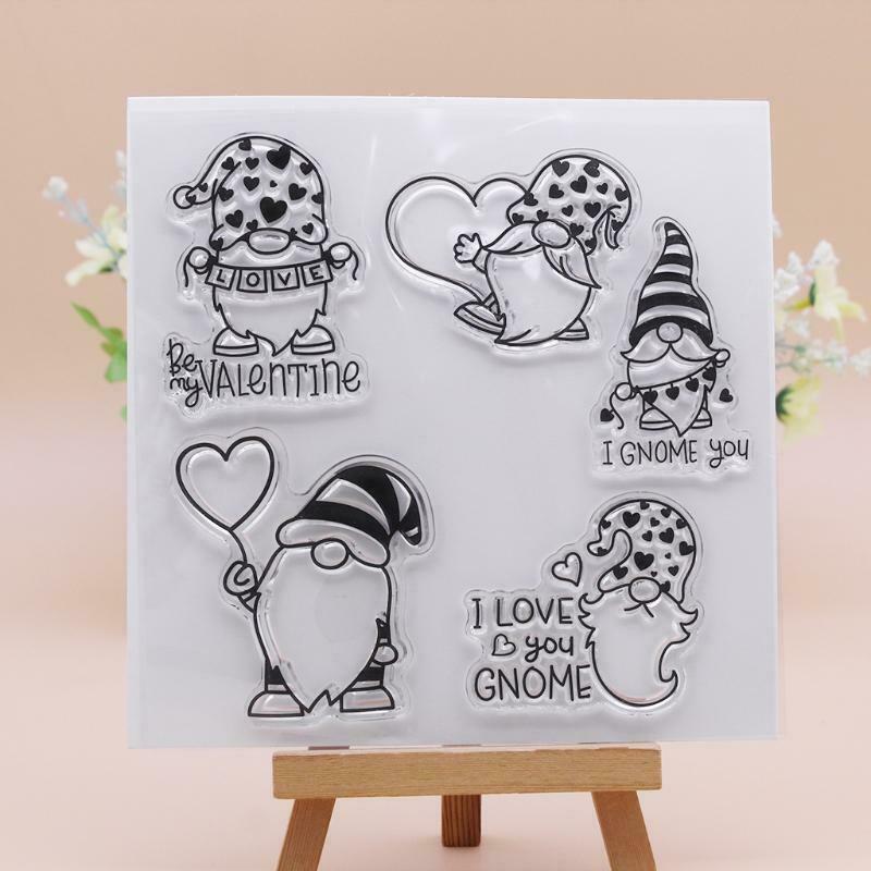 Heart Gnome Silicone Clear Seal Stamp DIY Scrapbooking Embossing Photo Album