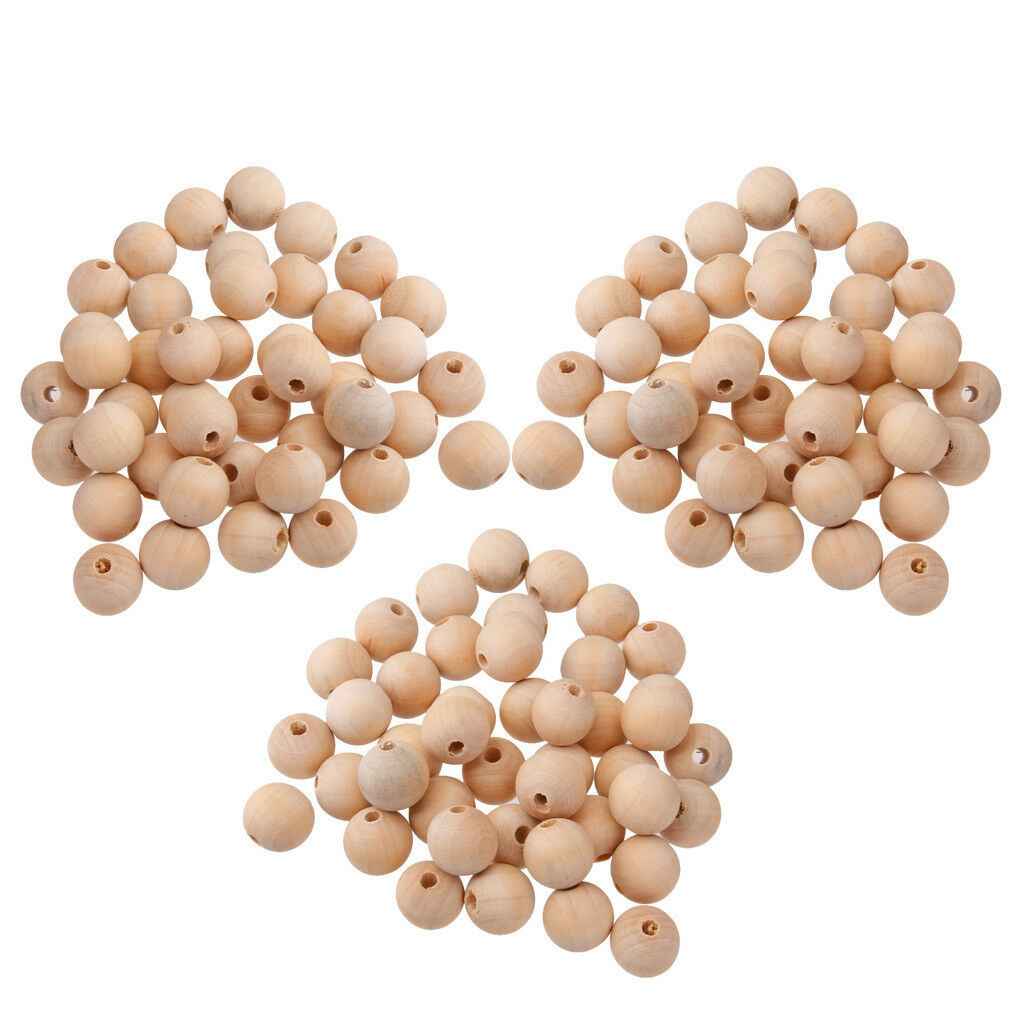 150pcs Natural Wooden Beads Round Untreated Beechwood Loose Spacer Balls