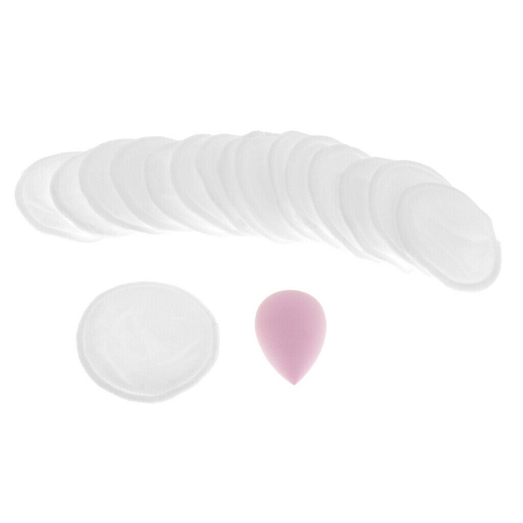 of 16 Reusable Facial Cleansing Puffs Makeup Remover Wipes Cotton Pads White