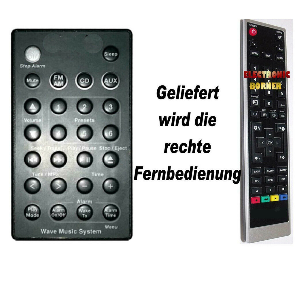 2 Piece New Remote Control Universal for B-Wave Music Radio System Black