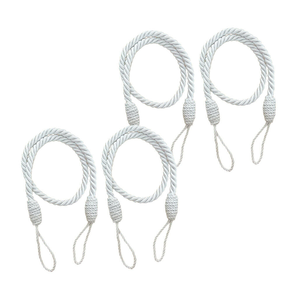 4 PCS  Rope Curtain Drape Tiebacks Tassel Living Room Bedroom White 1