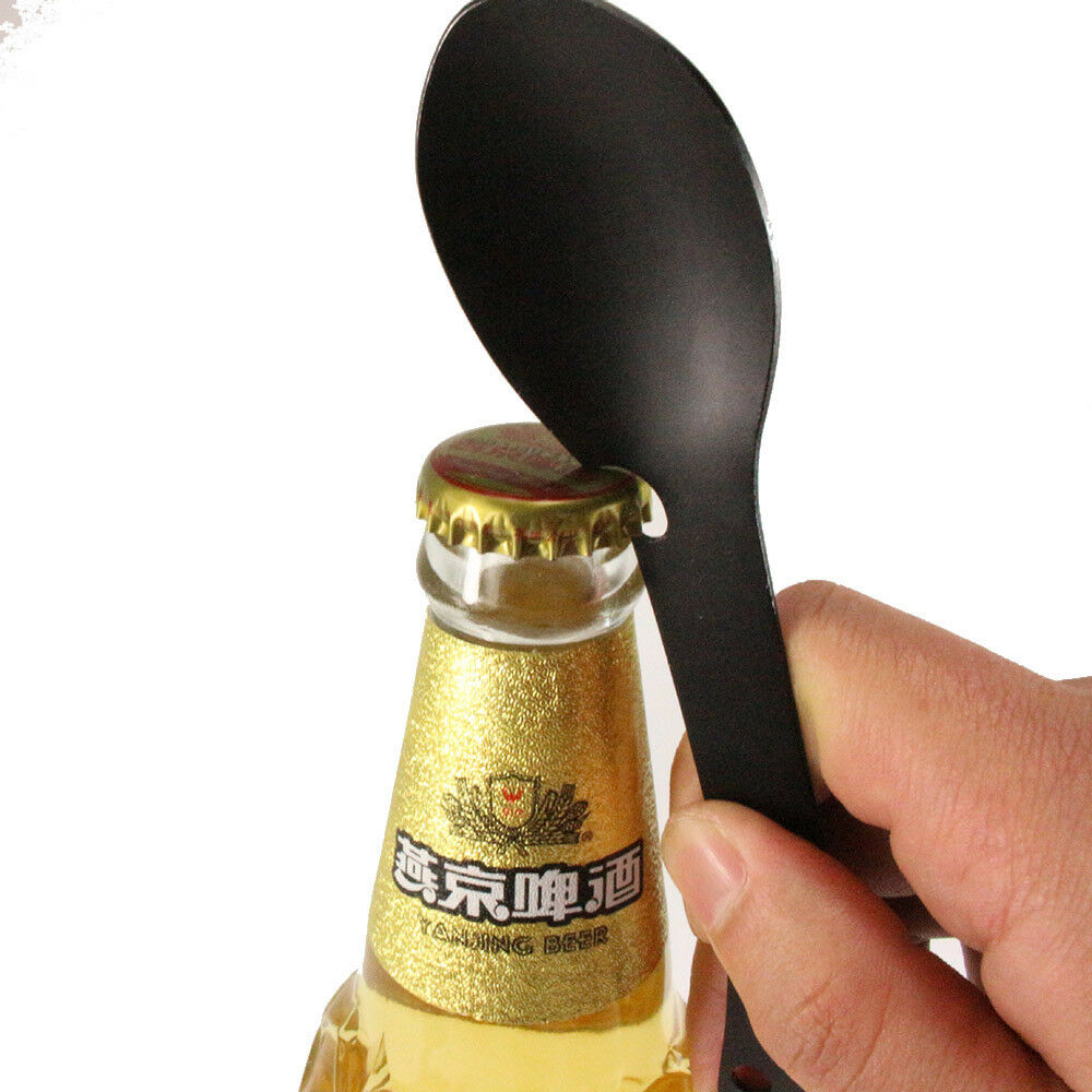 Portable Multifunction Spoon Fork Bottle Can Opener Sawtooth Cutter For Camping