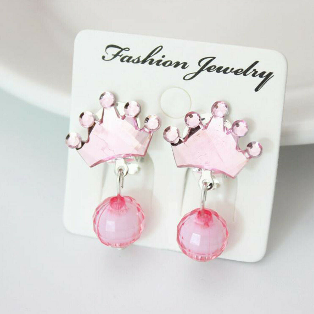 7 Pairs Girl Lovely Earrings Box Set Clip-on Pendant Kids Children Birthday Gift
