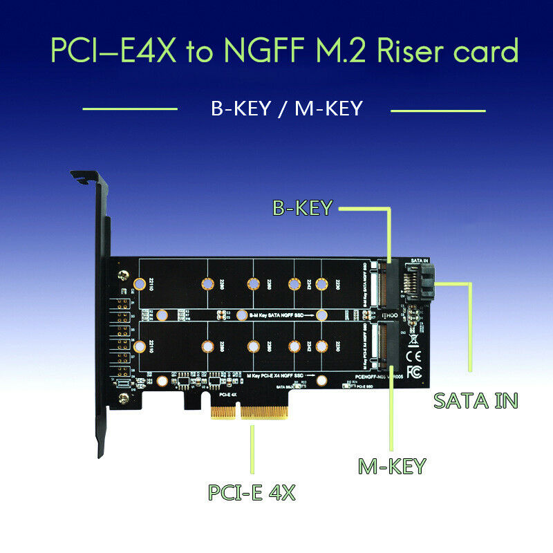 M.2 NVMe SSD NGFF to PCIE X4 Adapter Card M Key-B Dual Interface Expansion CG2W8