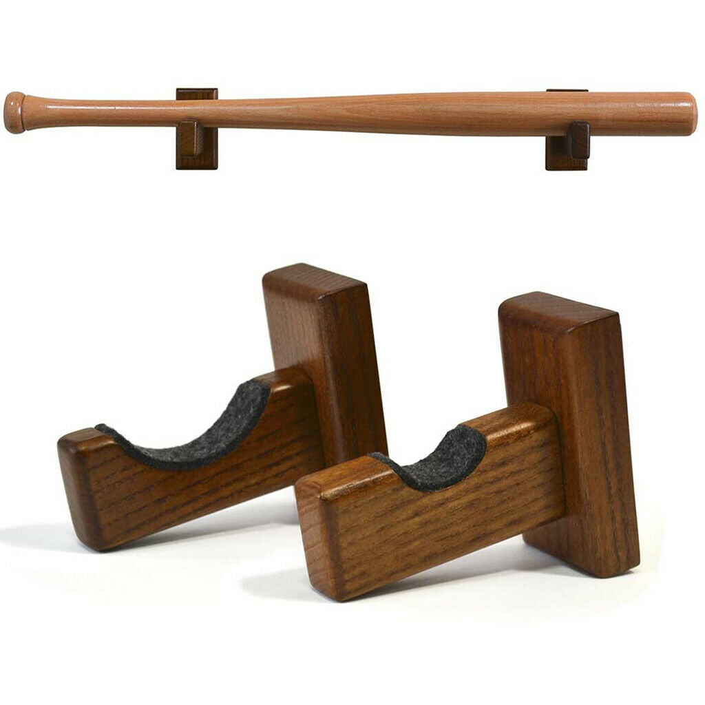 2 Set of Wooden Baseball Bat Rack Wall Mounted Softball Stick Holder Stand