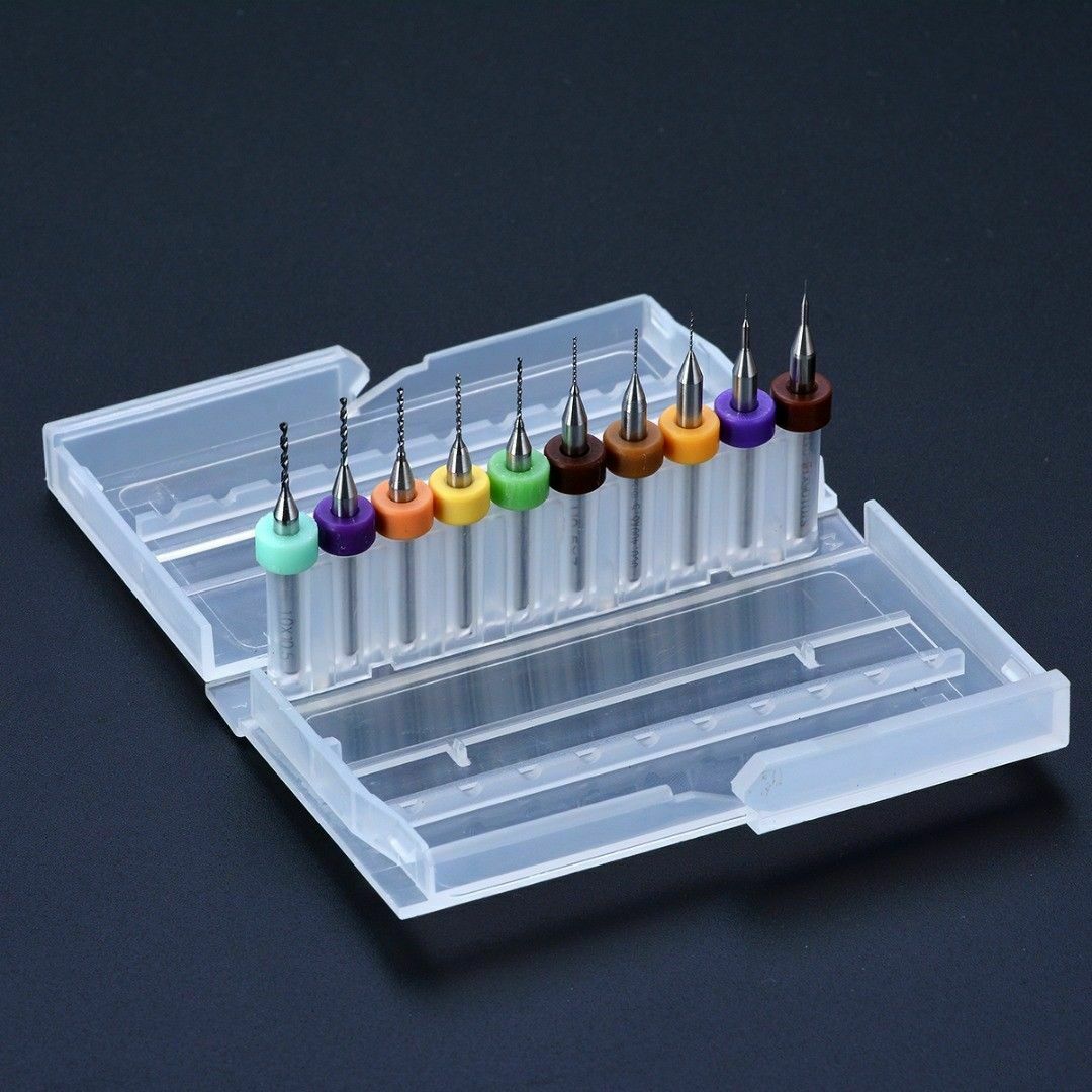 10Pc Micro Drill Bit Tool 0.1mm-1mm PCB  Print Engraving Mill Cutter