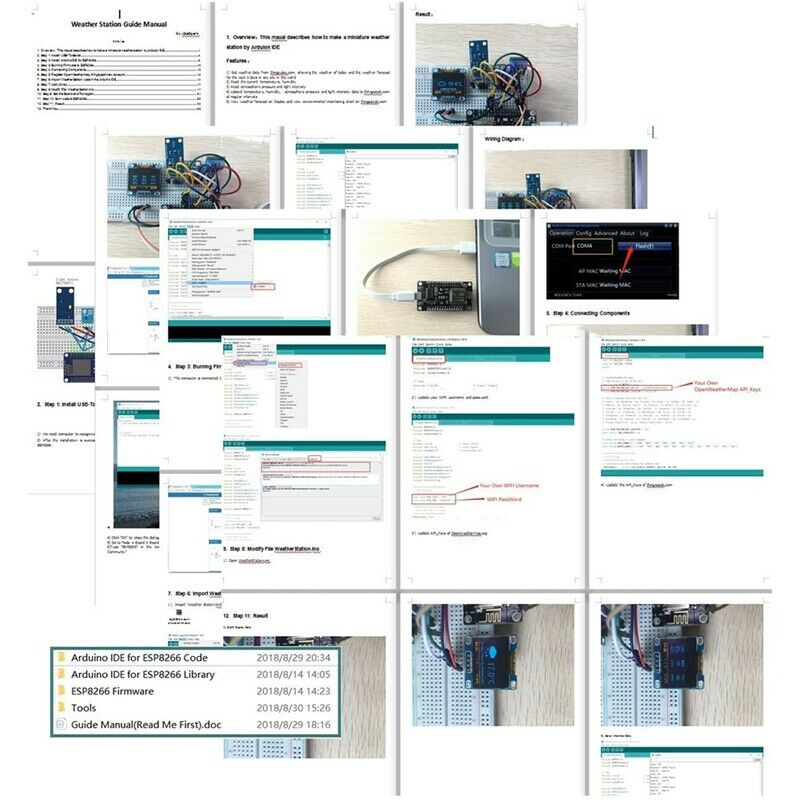 ESP8266 Weather Station Kit with DHT11 Temperature Humidity BMP180 Light SenI6Z2