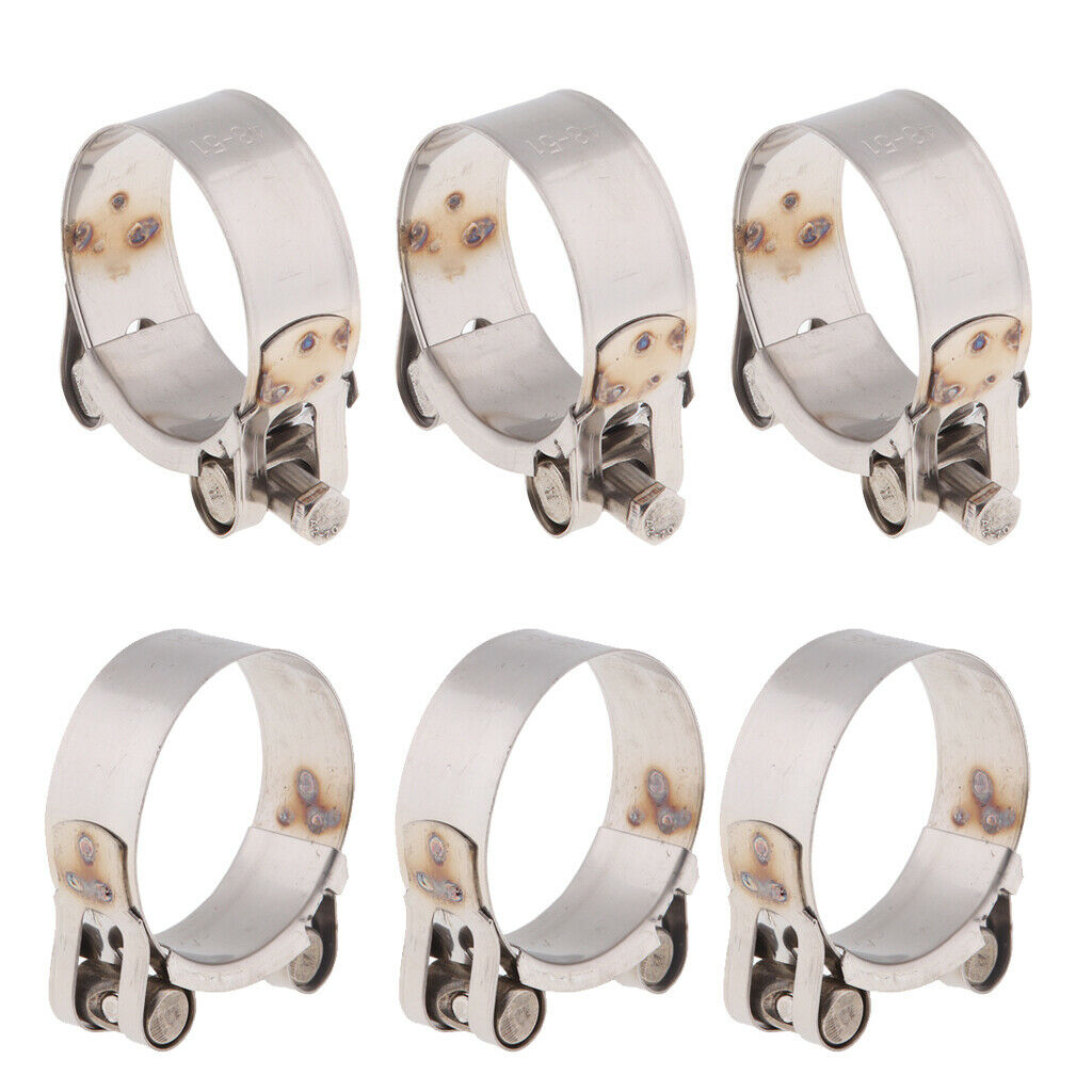 6 Pieces Motorbike Exhaust Clamp Clip Stainless Steel Muffler Silencer Clamp