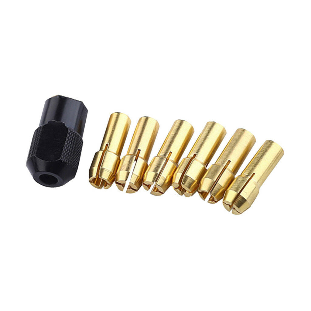 Pack of 6pcs Brass Drill Bit Collet Mini Twist Drill Tool Chuck Set Adapter