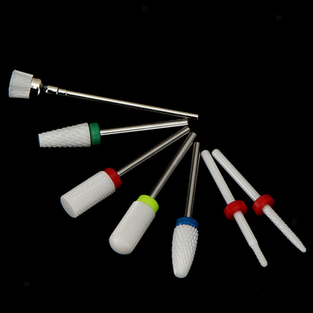 7Pcs Ceramic Nail Art Polishing Head Drill Bit DIY Manicure Buffing Bits Set