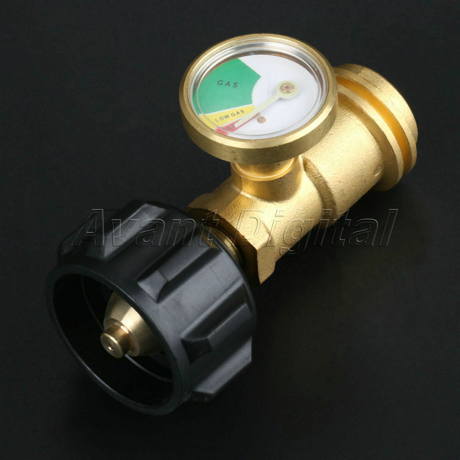 Outdoor Camping QCC1/POL Propane Gas Tank Valves Adapter w/ Pressure Meter Gauge